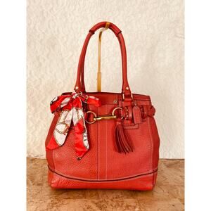 Coach coral Pebbled Leather braided Hamilton/Hampton tall Satchel Bag F13084